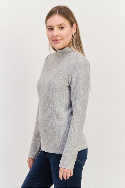 Sadie & Sage Women Mock Neck Knitted Sweater, Grey