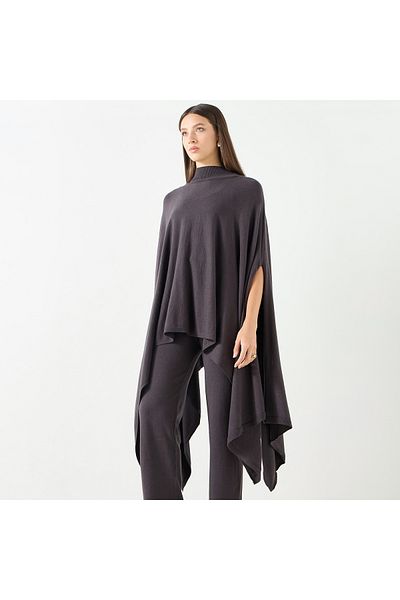 Iconic Asymmetric Cape with High Neck
