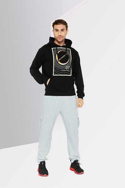 John Richmond Men Sportswear Fit Long Sleeve Outdoor Sweatshirt, Black