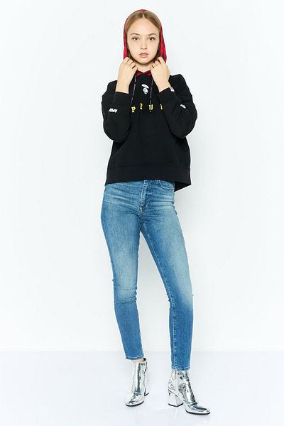 Aape By A Bathing Ape Women Embroidered Hooded Sweatshirts, Black
