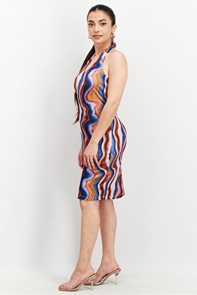 NA-KD Women Allover Print Mini Dress, Blue Combo