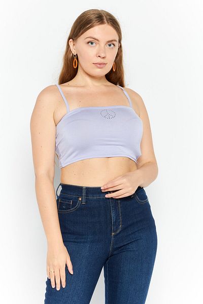 Missguided Women Square Neck Sleeveless Crop Top, Lavender