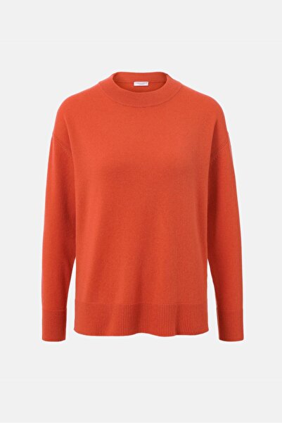 Tchibo Women Crew Neck Cable Knit Long Sleeve Sweater, Orange