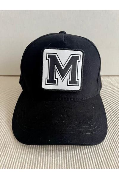 CosmoOutlet Men's 100% Cotton Black Hat with Letter m Back Adjustable Changeable Sticker