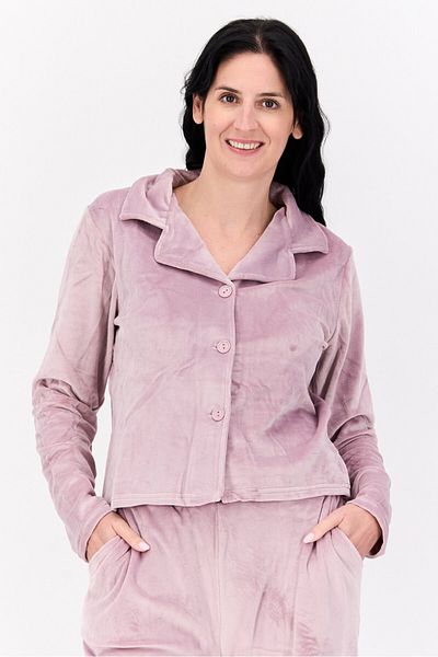 Brave Soul Women 2 Pieces Textured Top And Pajama Set, Mauve