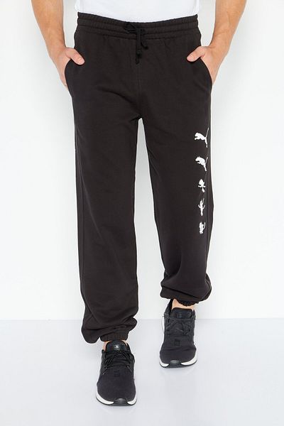 Puma Men Regular Fit Graphic Printed Sweatpants, Black