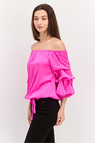 Vince Camuto Women Off Shoulder Three Quarter Sleeve Plain Top, Purple