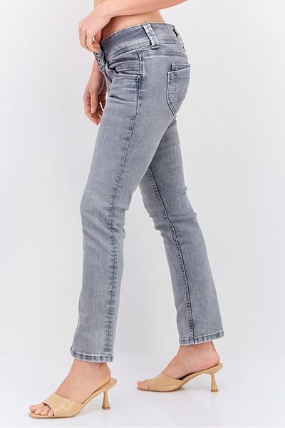 Pepe Jeans بنطلون جينز نسائي بقصّة مستقيمة وقابل للتمدد، رمادي