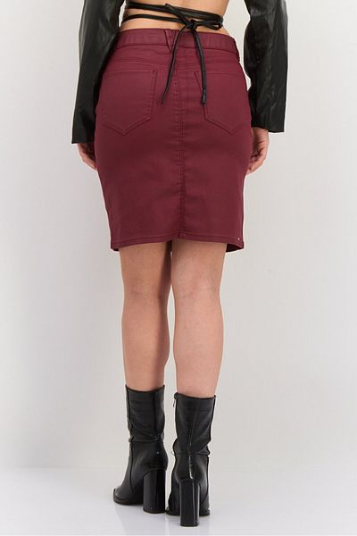 Esprit Women Solid Mini Skirt, Maroon