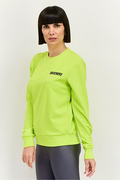 SKECHERS Women Sportswear Fit Long Sleeve Outdoor Sweatshirt, Lime Green