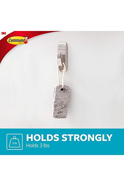 COMMAND 3M COMMAND™ MODERN REFLECTIONS BATH HOOK BRUSHED NIKEL WITH BATHSTRIPS MEDIUM 1HK+2S/PK