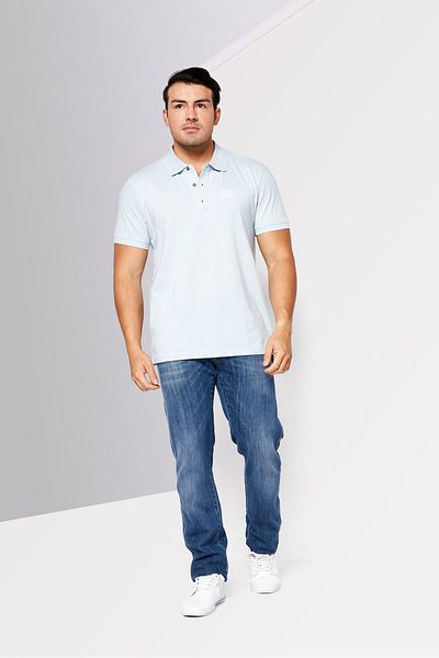 Cerruti 1881 Men Regular Fit Embroidered Short Sleeves Polo Shirt, Light Blue