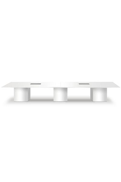Mahmayi Ultra-Modern Projekt 7 Rec 480 16 Seater Square Modular Conference Table, Cable Management - White