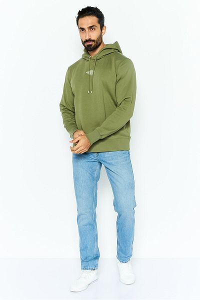 Esprit Men Hooded Brand Logo Long Sleeves Sweatshirt, Olive