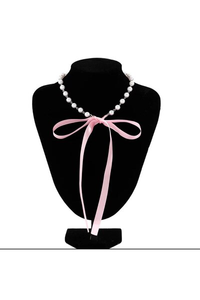 Shiklik MODA قلادة نسائية من الساتان مع اللؤلؤ لتعزيز أناقتك