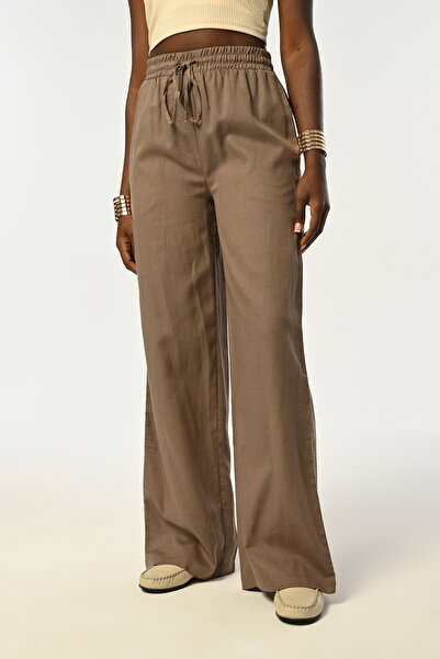 Orfeo Negro Women's with Elastic Waist Bowl Legs Straight Mink Color Pants