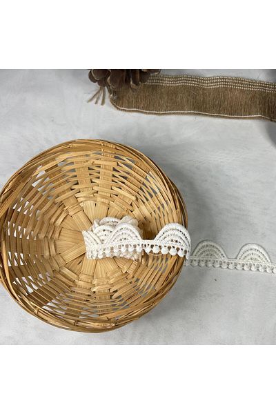 Bukle İplik Rainbow Patterned Fringed Decorative Small Ribbon (2.5 cm Width) - 1 Meter