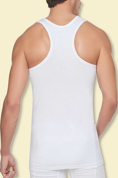 KEYAL Ανδρικό λευκό εσώρουχο Tutku 6 Pack Cotton Ribbed Sports Singlet