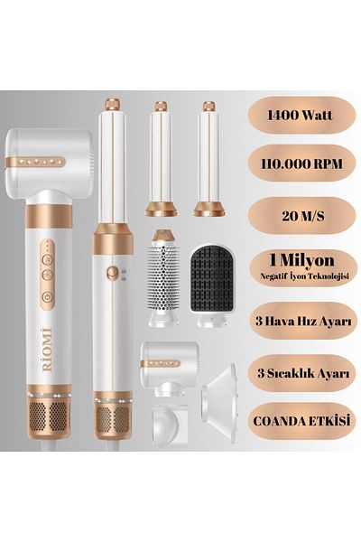 RİOMİ Pro Airwrap Complete Long Multi-styler Air Blow Hair Styler 7 In 1