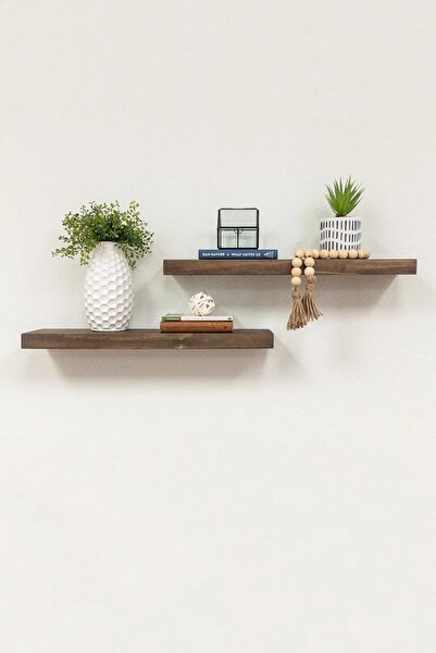 ELİOSA 2'li Ahşap Dekoratif Uçan Raf Kitaplık Gizli Duvar Monte Raf Aksesuar ...