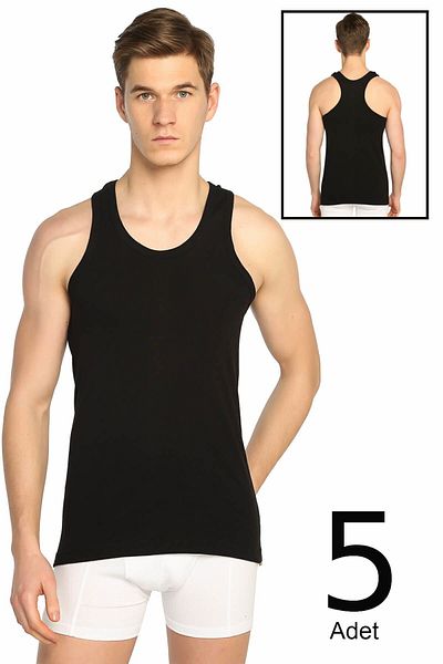 ENTAHA Tutku Men's Black 5-Pack Rib Sports Tank Top Elf568T0118Ccm5