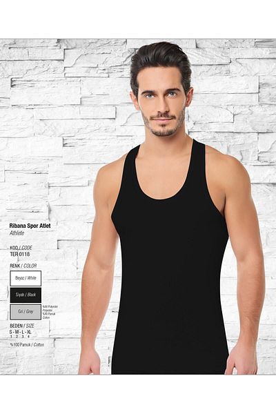 KEYAL Tutku Men's Black Elastane (Lycra) Sports Singlet 6 Pack