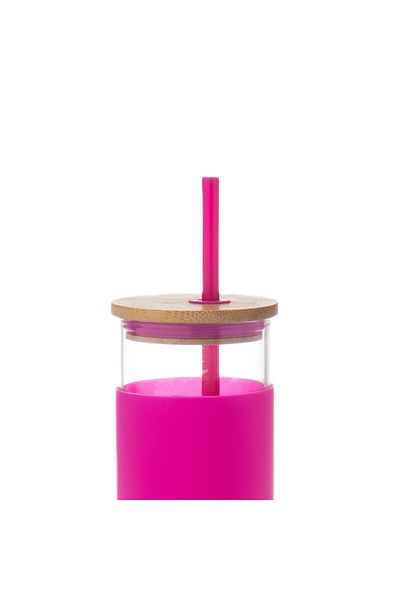 HIC glass cups with straw size 450 ml