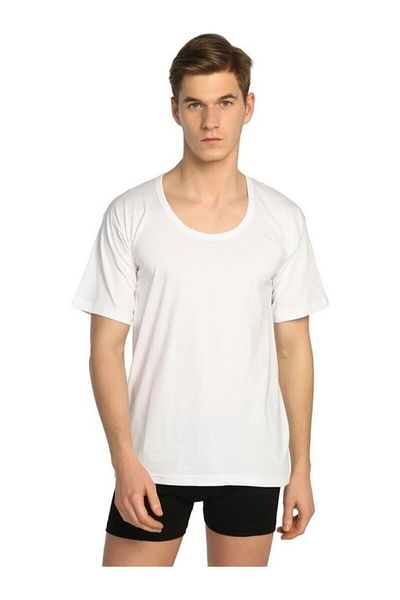 KEYAL Seher Men's White Half Sleeve Crew Neck Cotton Combed Undershirt Set of 6