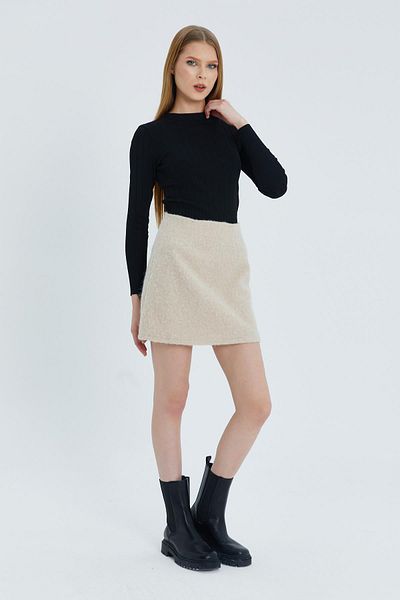 Shopping Shop Beige Stamp Mini Skirt