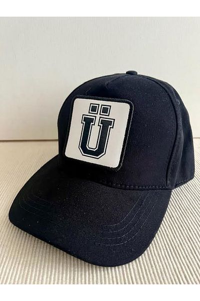 CosmoOutlet Men's 100% Cotton Black Hat with Letter U Back Adjustable Changeable Sticker