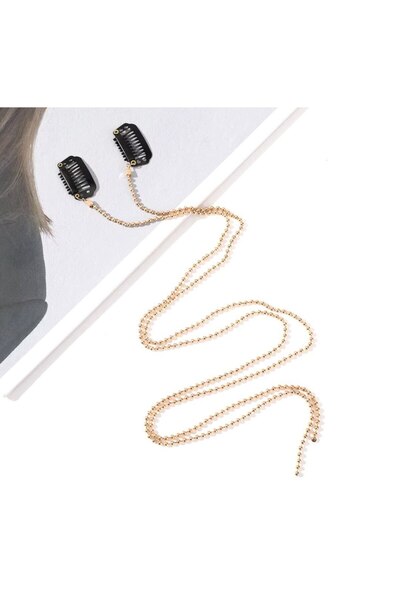 Shiklik MODA Accesoriu de păr cu lanț cu bile de culoare aurie pentru a-ți co...