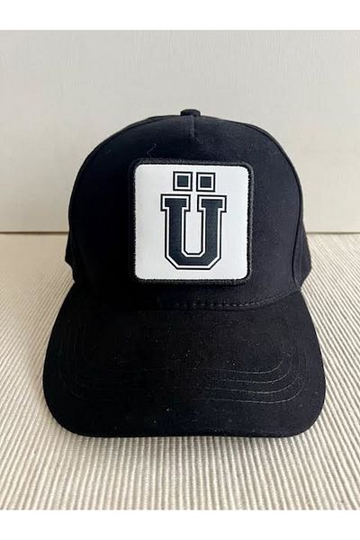 CosmoOutlet Men's 100% Cotton Black Hat with Letter U Back Adjustable Changeable Sticker