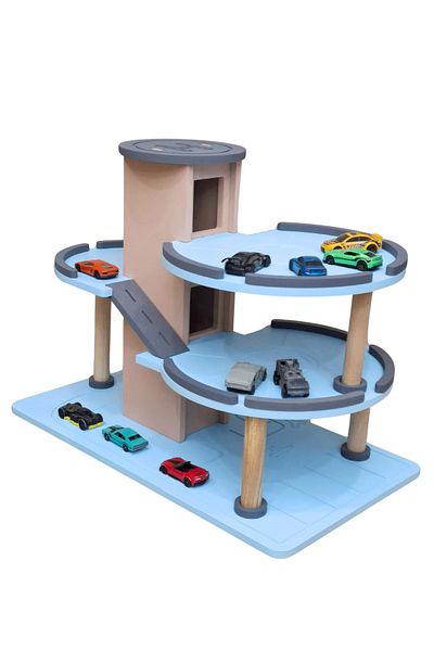 hedefixtoys مجموعة جراج مواقف السيارات الخشبية