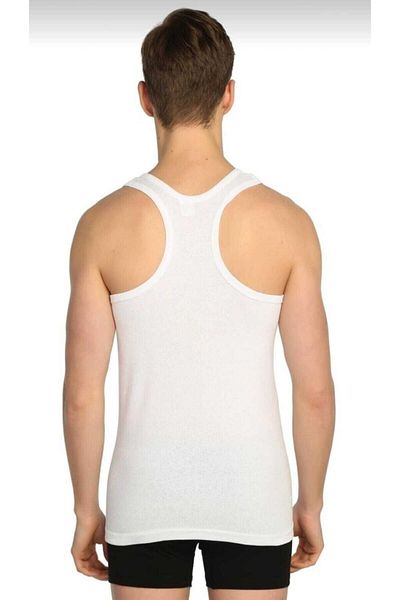 ENTAHA Seher Men's White Cotton Rib Sports Undershirt - Pack of 6 0058