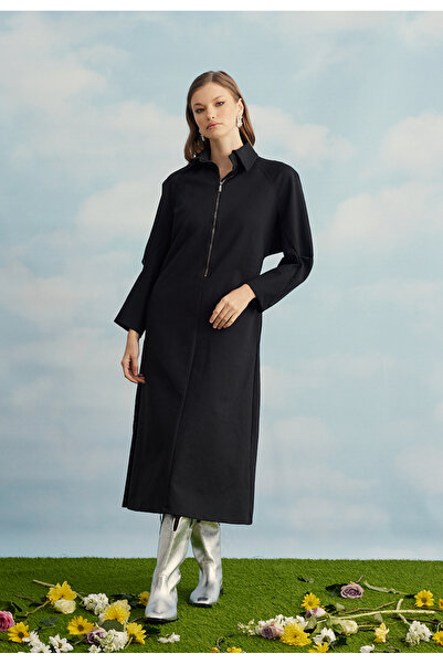 TUBİA Rochie interlock din oțel neagră