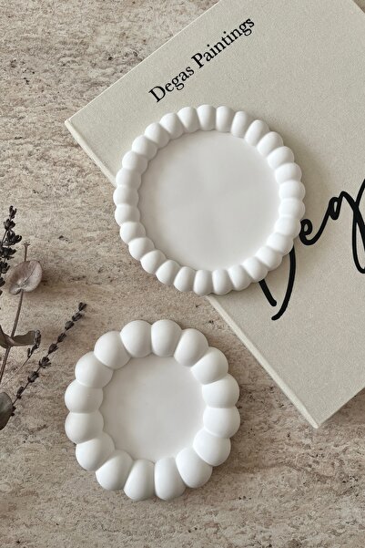 Mandalin Art Studio Bubble Set of 2 Decorative Concrete Plate Jewelry Plate Coasters