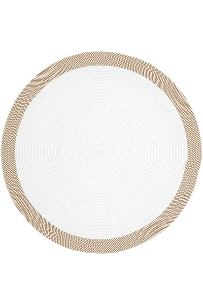 Halımax Milda 123 Beyaz Kahve Jüt Hasırlı El Örgüsü Çift Taraflı Kilim Yuvarl...