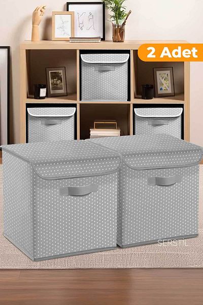 Serstil قطعتان - منظم ملابس وألعاب داخل الخزانة مع غطاء قابل للطي - أنثراسايت 30x30x30 سم