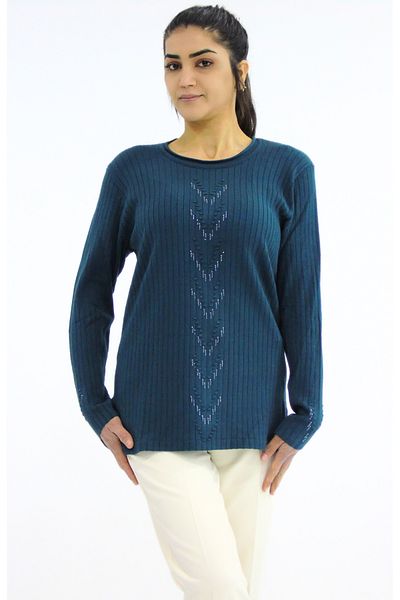 Tuğra Crew Neck Ribbed Knitwear Sweater