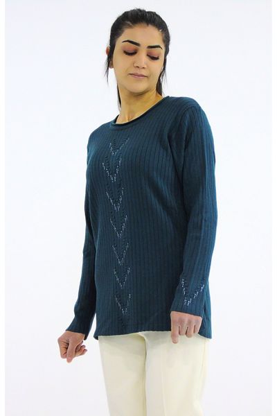 Tuğra Crew Neck Ribbed Knitwear Sweater