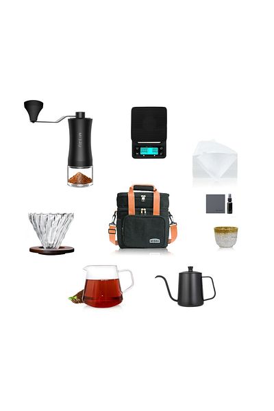 MIBRU V60 Coffee Pour Over Bag Coffee Set Includes Manual Kettle Grinder Dripper,filter, Scale For Barista