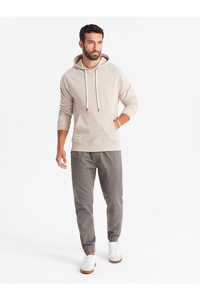 OMBRE Ανδρικά πλεκτά joggers με πιέτες - γραφίτης V4 OM-PAJO-0202 XXL