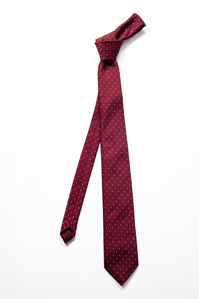Tudors Classic Patterned Red Tie with Pocket Handkerchief