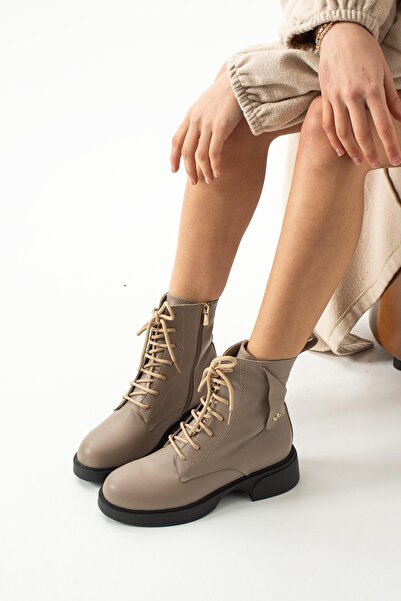 FOLLİNİ Γυναικείες μπότες από γνήσιο δέρμα - Mink