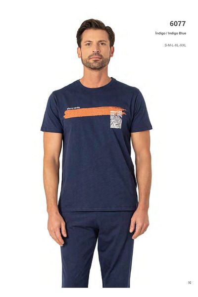 Pierre Cardin Set pijamale bărbați din bumbac pieptănat cu mânecă scurtă THCLVR.60.77PC.VR