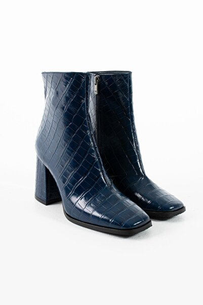 FOLLİNİ Kadın Hakiki Deri Bot Lacivert Kroko