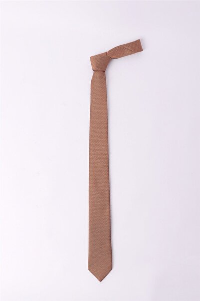 Tudors Kendinden Desenli Düz Erkek Altın Rengi Kravat