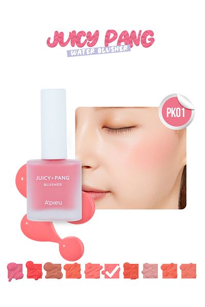Missha أحمر الخدود السائل ذو المظهر الطبيعي مع رائحة الفاكهة، مع تأثير ترطيب، A'pıeu Juicy-pang Water Blusher (PK01)