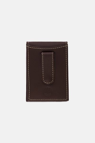 Timberland Men Brand Logo Flip Clip Wallet 10 L x 7 H x 1 W cm, Dark Brown