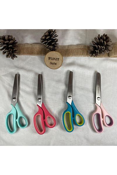 Yabalı Soft Cut Sulphur Scissors - Zigzag Serrated, Head, 4 Colors - 23 cm